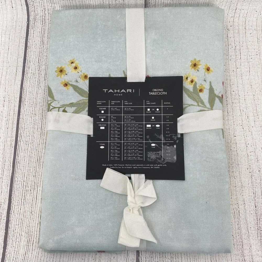 Tahari Tablecloth 60x84 Sunflower Dragonfly Green Yellow Blue Summer Spring